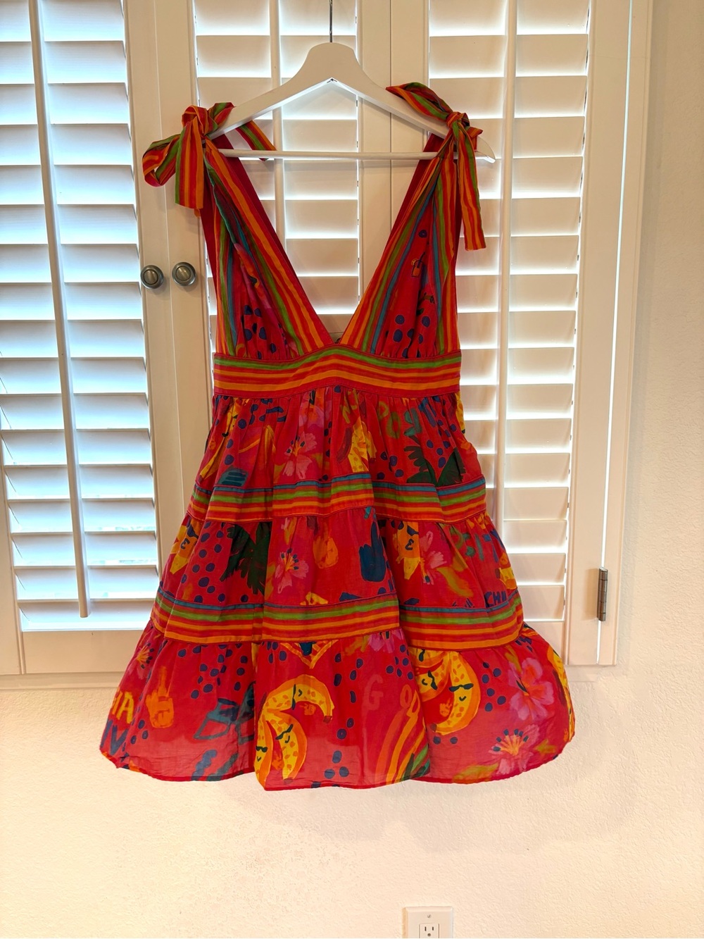 Farm Rio Good Vibes Mini Dress, Red - Picture 2 of 5